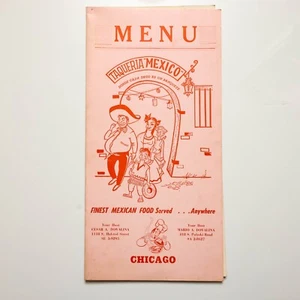 Vintage Taqueria Mexican Restaurant menu Chicago 418 S Pulaski 1960's - Picture 1 of 3