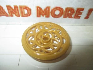 Lego - 1x Wheel Wagon Huge (43mm D.) Ornamental 15744 - Pearl Gold - Imagen 1 de 1