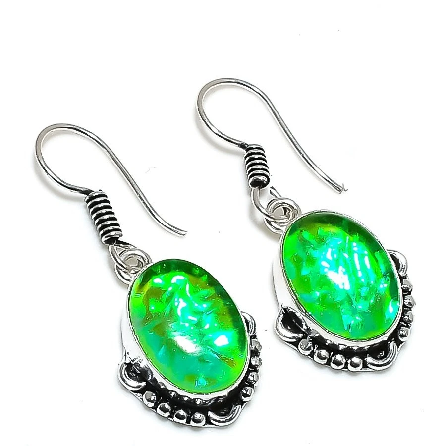 Pendiente de joyería de plata de ley 925 hecho a mano con piedras preciosas de ópalo triplete tamaño 1,2" Foto 1 de 1