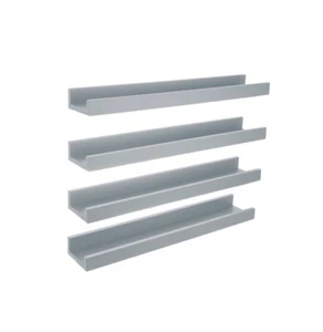 23in x 4in Light Grey Kiera Grace Edge 4pc Floating Photo Frame Wall Shelves - Picture 1 of 3