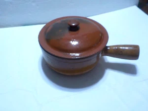 Vallauris Covered Casserole with Handle Antique French Terracotta Pottery - Picture 1 of 8