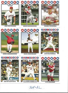 2008 Topps Update Anaheim Angels Team Set Sanders Adenhart Mark Teixeira 9 cartas - Imagen 1 de 1