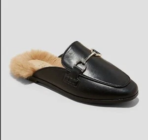 Woman’s A New Day Juniper Fur Lined Loafer Mules Black Size 9.5 NWT - Picture 1 of 8
