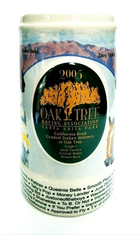 Horse Stein Mug Cup Oak Tree Horse Racing Santa Anita Winners Limited Edition Cover