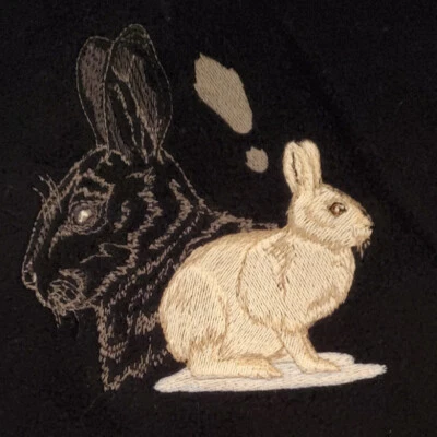 Snowshoe Hare Embroidered Fleece Throw  - Navy Blue - Image 1 of 2