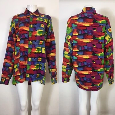 Vtg Versace Jeans Multicolor Cotton Shirt L - Image 1 of 4