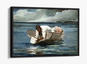 WINSLOW HOMER, THE WATER FAN -FLOAT EFFECT CANVAS WALL ART PRINT - Picture 1 of 12