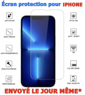 - SANS MARQUE/GÉNÉRIQUE - POUR APPLE IPHONE VERRE TREMPE POUR IPHONE VITRE PROTECTION ECRAN 13 11 12 PRO MAX SE 6 7 8+ XS XR