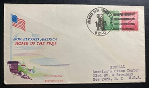 1941 USA Army Post Office APO 801 Patriotic Cover To New York God Bless America - Picture 1 of 2
