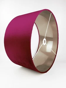 Fuchsia matt Samttrommel Lampenschirm *6 gebürstete Futter* Bronze Champagner Rose - Bild 1 von 17