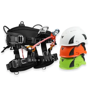 Tree Saddle and Climbing Helmet Arborist Sit Harness Black S M - Picture 1 of 12