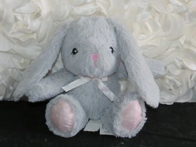 Brinquedo de pelúcia Toys R Us You & Me coelho cinza 8" rosa bolinhas pés Lovey - Imagem 1 de 3