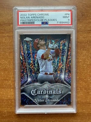 2022 Topps Chrome NOLAN ARENADO Pinstriped/Club Plaques #P4 PSA MINT 9 Cardinals - Image 1 of 2