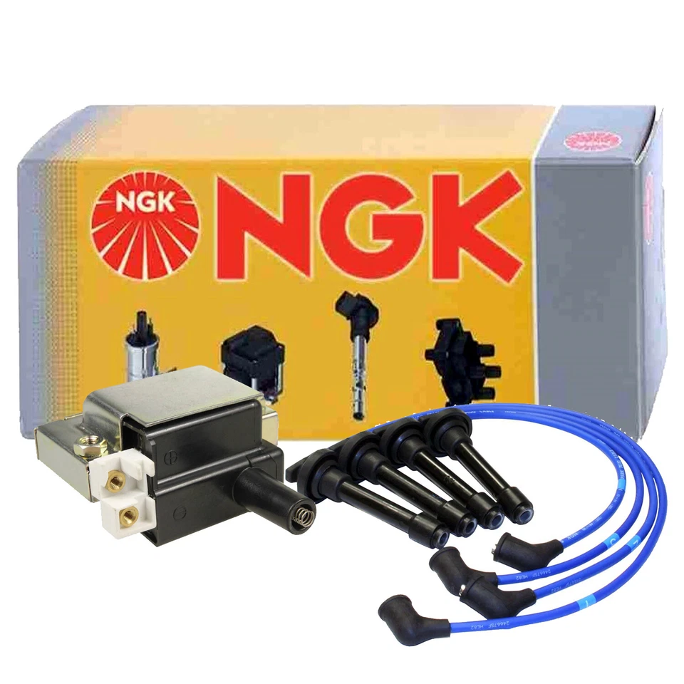 Kit de cables de bujía NGK azul y bobina de encendido HEI para Acura Integra Honda CR-V Foto 1 de 1