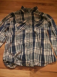 Vintage Blue and White Tallman's Large Flannel - Picture 1 of 2
