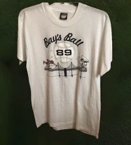 Battle of the Bay 1989 Oakland A's Athletics SF Giants "Bay's Ball" T-Shirt - Picture 1 of 9