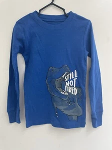 Carter's Kid Boys Not Tired Dinosaur Graphic 100% Cotton Long Sleeve PJ Top Blue - Picture 1 of 4