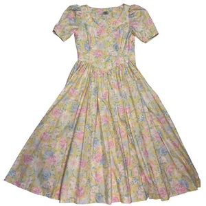 Vestido para mujer Laura Ashley talla US 12 UK 14 floral algodón cottagecore manga abullonada - Imagen 1 de 10