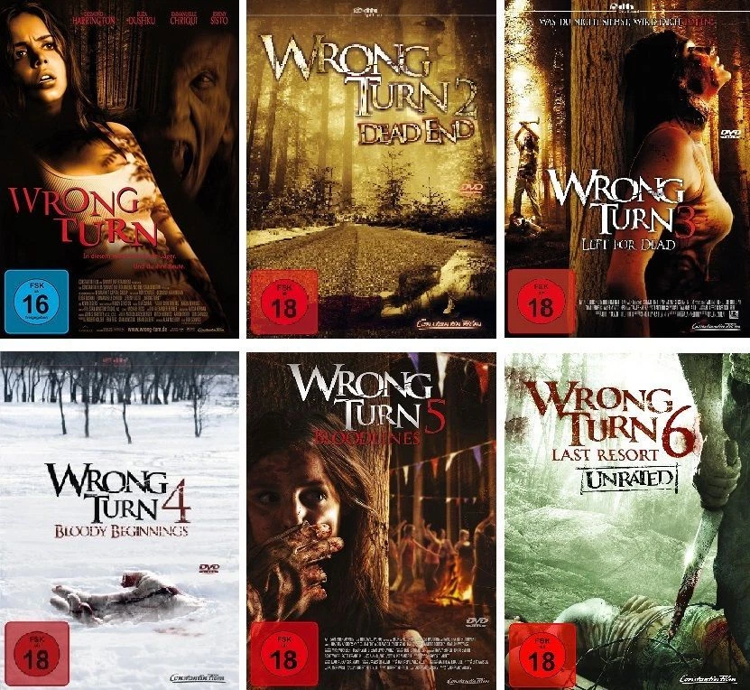 Wrong Turn Part 1 2 3 4 5 6 Horror Films Complete Collection DVD Limited Edition Foto 1 de 1
