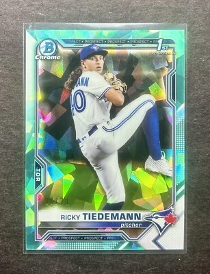 2021 Bowman Chrome Sapphire 1st Ricky Tiedemann /20 Blue jays - Image 1 of 2
