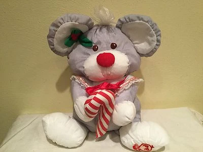 VINTAGE 1987 FISHER PRICE PUFFALUMP CHRISTMAS MOUSE, CANDY CANE, EUC, 8016 - Image 1 of 4