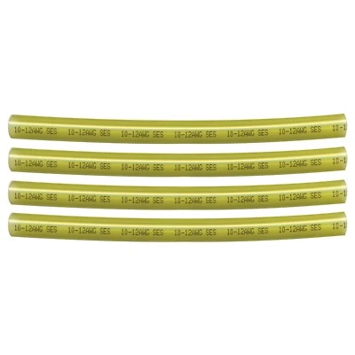 (4) 12" Yellow .360 ID 12-10 AWG Heat Shrink Tubing 3:1 Adhesive Lined Wrap USA - Image 1 of 4