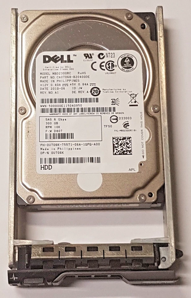 300 GB SAS Dell MBD2300RC 10000rpm 16MB HDD 2.5 " Internal Hard Drive+Caddy - Image 1 of 1