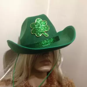 Vintage, St. Patricks, Green Cowboy Wide Brim Hat - Picture 1 of 6