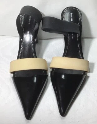 Proenza Schouler 黑色/米色皮革/橡胶尖头泵 6 US/36 EU  — 第 1/4 张图片