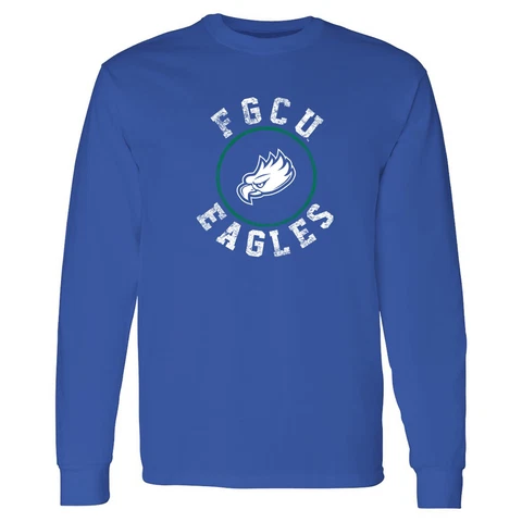FGCU Eagles Distressed Circle Logo Long Sleeve T Shirt - Royal Cover