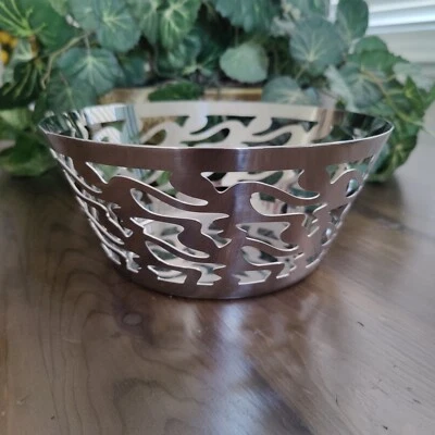 Frutero redondo étnico 18/10 de acero inoxidable vintage Alessi Italia 2000 S. Giovannoni Foto 1 de 4