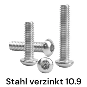 Linsenkopfschraube Stahl verzinkt 10.9 Flachrundkopf ISO 7380-1 M4 M5 M6 M8 - Bild 1 von 1