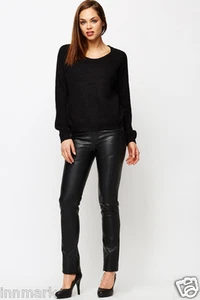 BIKE LEDER OPTIK SKINNY HOSE MID RISE SCHWARZ BLAU ROT HOSE GRÖSSE 8 - 14 /170 - Bild 1 von 3