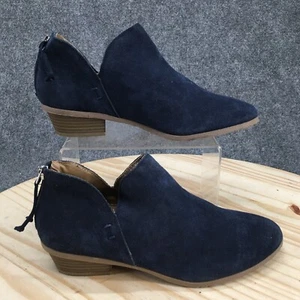 Reaction Kenneth Cole Boots Womens 8 Side Way Ankle Booties Blue Leather Zip - Picture 1 of 15