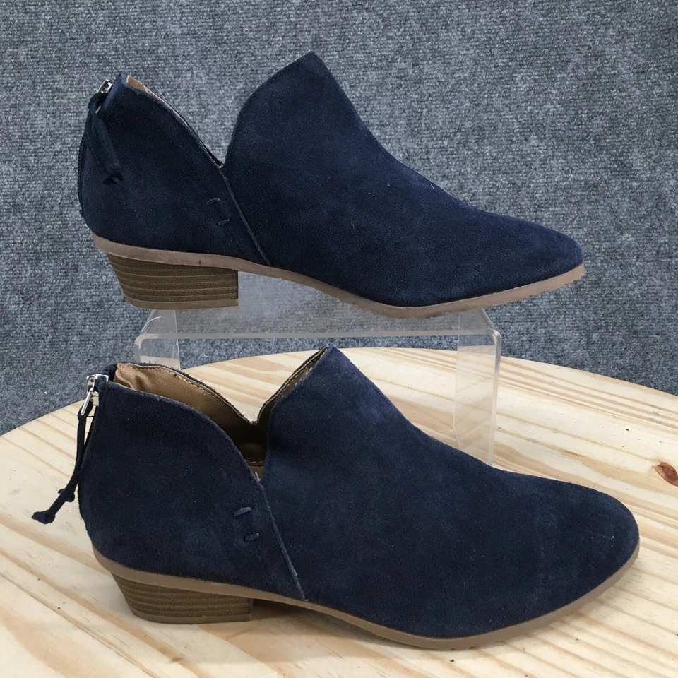 Reaction Kenneth Cole Boots Womens 8 Side Way Ankle Booties Blue Leather Zip - Image 1 of 4
