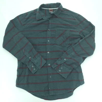 Camisa Tony Hawk Botón Hombre Grande Gris Oscuro Rojo Rayas Manga Larga 100% Algodón Foto 1 de 4