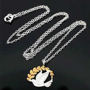 KETTE & ANHÄNGER  TAUBE AUS 925/- SILBER BICOLOR SCHMUCKJAGD - Bild 1 von 4