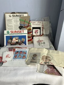 Lot 4 Partially Begun Cross Stitch Kits,two Plastic Canvas - Picture 1 of 7