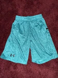 Boy's Youth Under Armour Loose Fit Polyester Athletic Shorts Medium M Teal Print - Picture 1 of 2
