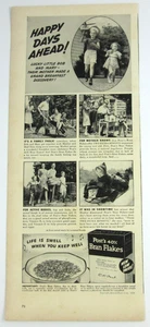 Vintage 1939 Post's 40% Bran Flakes Wheat Happy Days Ahead Print Ad - Picture 1 of 3