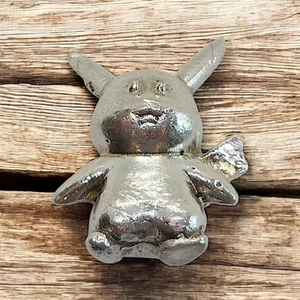 32 gram / 1 oz - 'Pikachu' - .999 Fine Antiqued Silver Statue Art Bar - Picture 1 of 4
