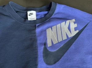 Suéter Pullover Nike Para Mujer De Gran Tamaño Relajado Logo Bloque de Color Púrpura/Azul Marino Talla L - Imagen 1 de 14