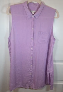 J JILL 100% Leinen helllila Button Down Shirt Bluse Gr. L relaxed Lagenlook - Bild 1 von 7