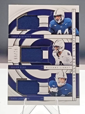2024 Panini National Treasure PENN ST. Robinson/King/Johnson TTM-PSU Patch 92/99 - Image 1 of 3