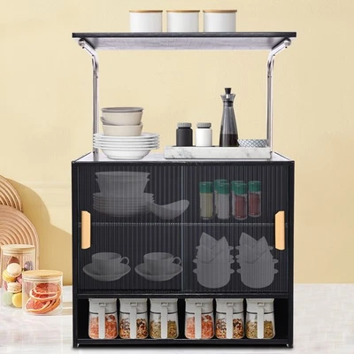 Kitchen Pantry Storage Cabinet with Microwave Storage Space and Shelves - Image 1 of 4