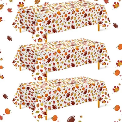 Mantel de fútbol americano de plástico de otoño Oudain 3 piezas 108 x 108 x 54 pulgadas, colorido  Foto 1 de 4