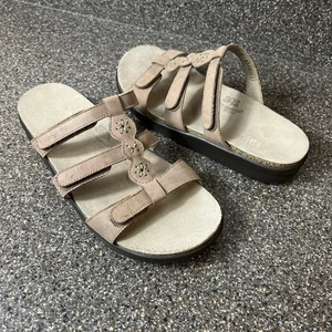 SAS Tripad bequeme beige Damengröße 9 M Leder-Sandalen Slipper Pantoletten offene Zehenpartie - Bild 1 von 10