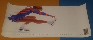 WOMEN'S FIGURE SKATING VTG ORIGINAL 94 LILLEHAMMER WINTER OLYMPICS BANNER POSTER - Picture 1 of 20