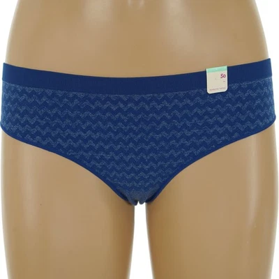 SO Junior's Size 7-9 MEDIUM Seamless CHEVRON Print BLUE THONG Panty #ZG01U475R - Image 1 of 4