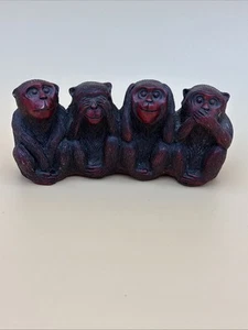 Monkeys Red Resin Statue See No Evil Heavy - Picture 1 of 5
